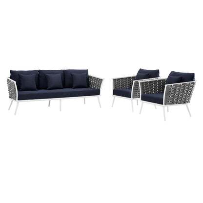 Modway Furniture Stance 3 Piece Outdoor Patio Aluminum Sectional Sofa Set by Modway - EEI-3165-WHI-GRY-SET