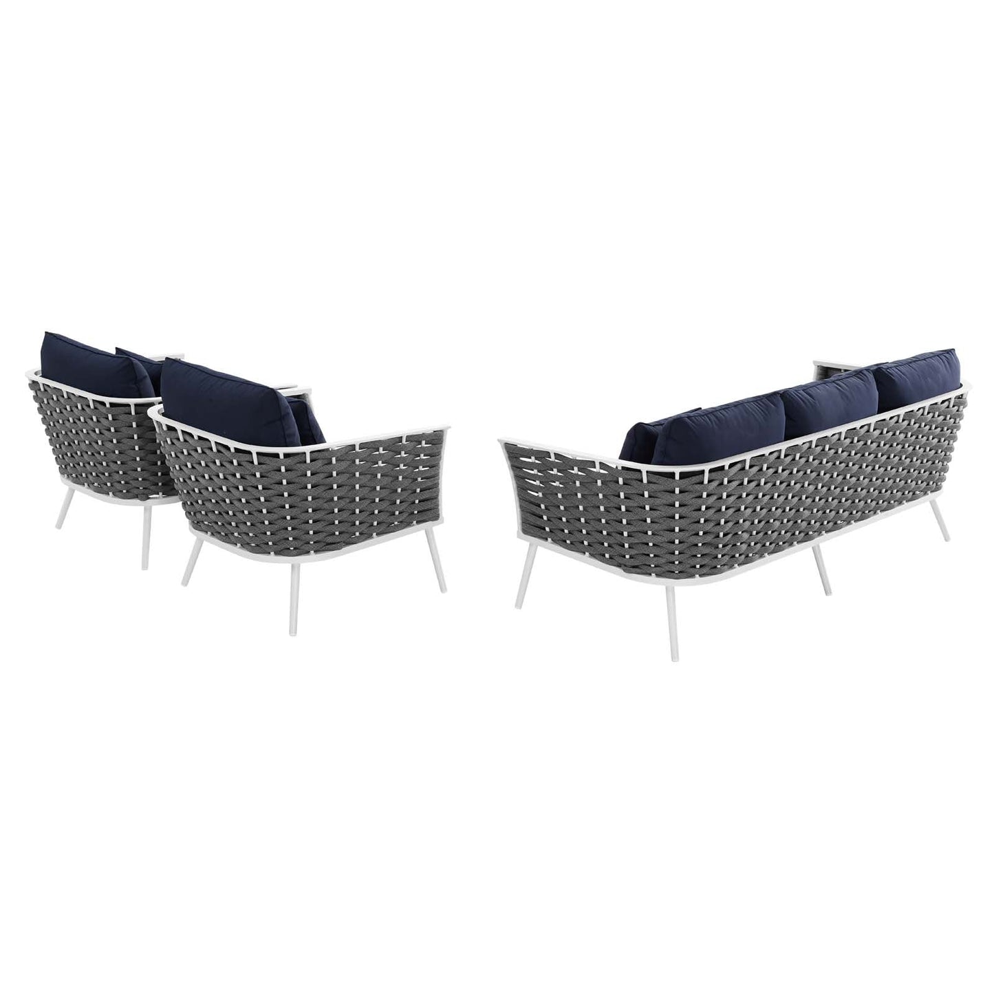 Modway Furniture Stance 3 Piece Outdoor Patio Aluminum Sectional Sofa Set by Modway - EEI-3165-WHI-GRY-SET