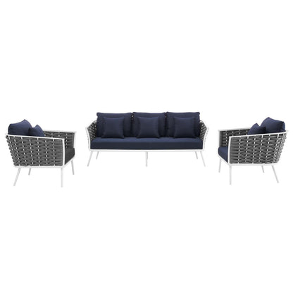 Modway Furniture Stance 3 Piece Outdoor Patio Aluminum Sectional Sofa Set by Modway - EEI-3165-WHI-GRY-SET