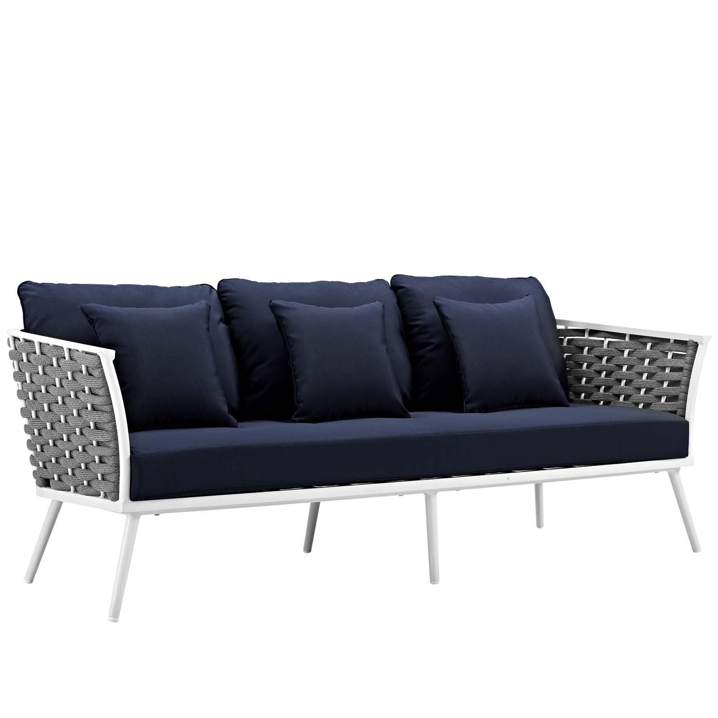 Modway Furniture Stance 3 Piece Outdoor Patio Aluminum Sectional Sofa Set by Modway - EEI-3165-WHI-GRY-SET
