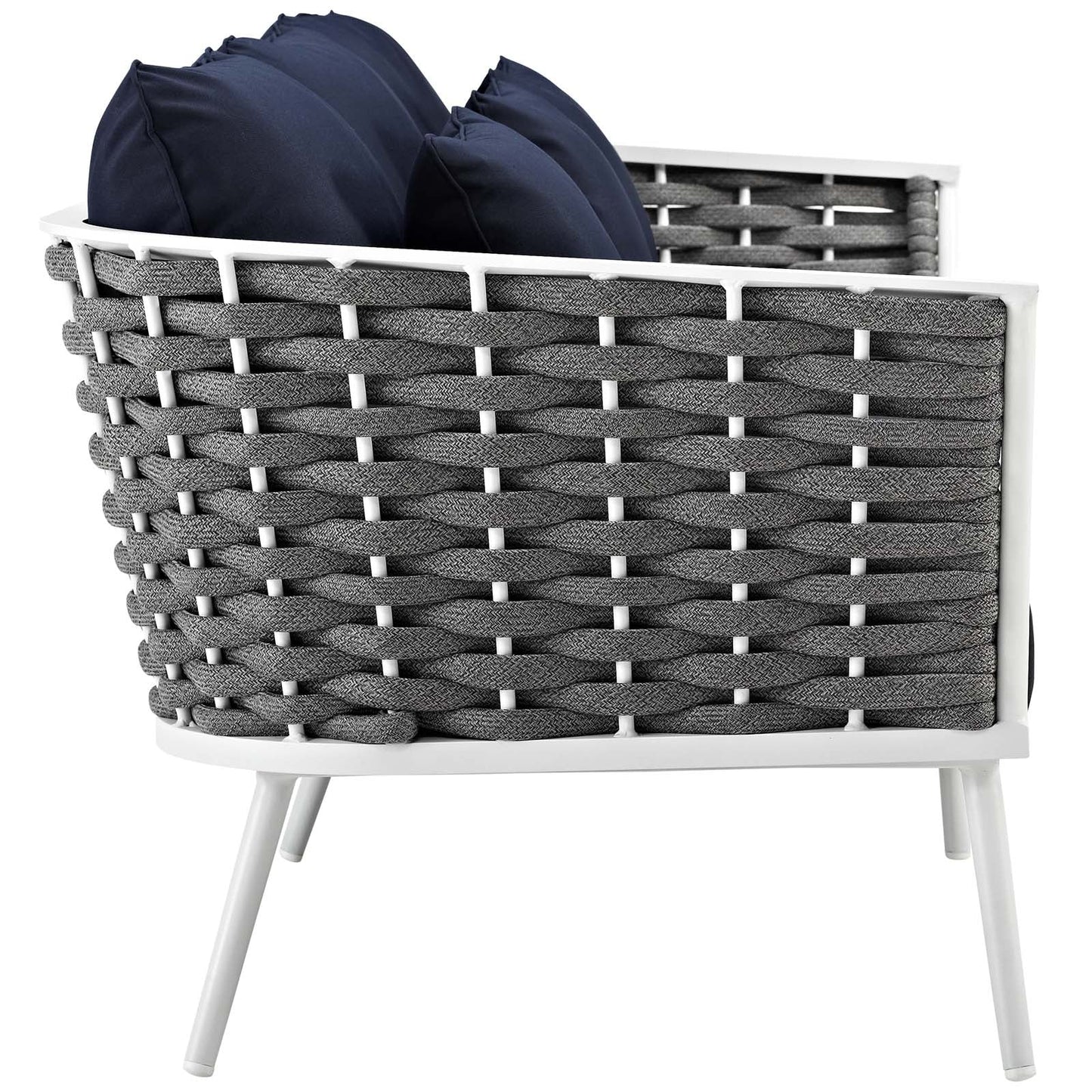 Modway Furniture Stance 3 Piece Outdoor Patio Aluminum Sectional Sofa Set by Modway - EEI-3165-WHI-GRY-SET