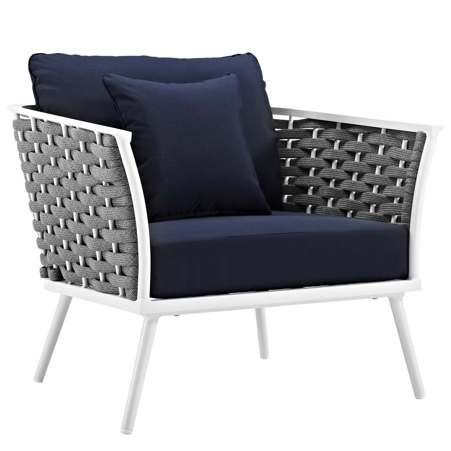 Modway Furniture Stance 3 Piece Outdoor Patio Aluminum Sectional Sofa Set by Modway - EEI-3165-WHI-GRY-SET