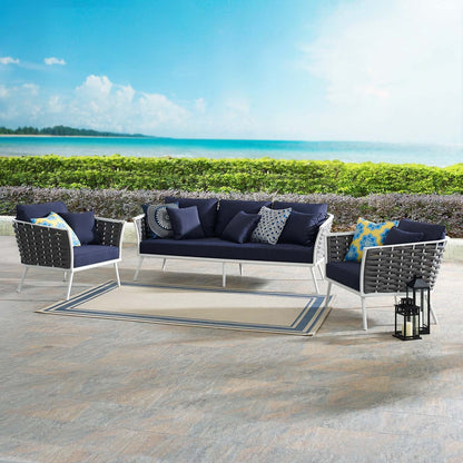 Modway Furniture Stance 3 Piece Outdoor Patio Aluminum Sectional Sofa Set by Modway - EEI-3165-WHI-GRY-SET
