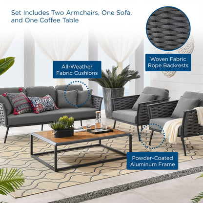 Modway Furniture Stance 4 Piece Outdoor Patio Aluminum Sectional Sofa Set by Modway - EEI-3167-WHI-GRY-SET