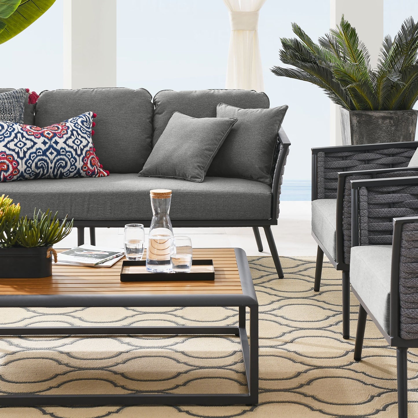 Modway Furniture Stance 4 Piece Outdoor Patio Aluminum Sectional Sofa Set by Modway - EEI-3167-WHI-GRY-SET