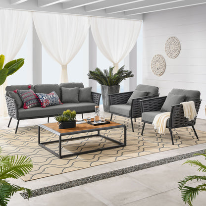 Modway Furniture Stance 4 Piece Outdoor Patio Aluminum Sectional Sofa Set by Modway - EEI-3167-WHI-GRY-SET