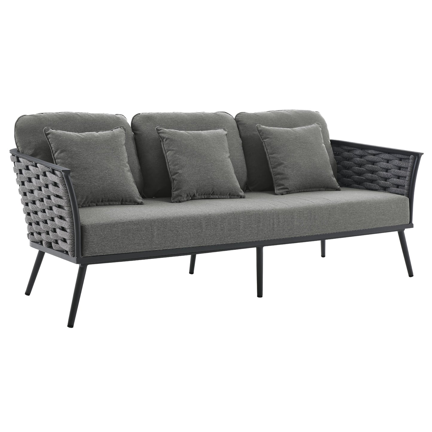 Modway Furniture Stance 4 Piece Outdoor Patio Aluminum Sectional Sofa Set by Modway - EEI-3167-WHI-GRY-SET
