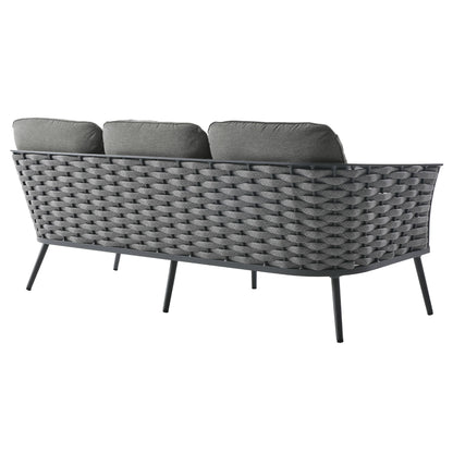 Modway Furniture Stance 4 Piece Outdoor Patio Aluminum Sectional Sofa Set by Modway - EEI-3167-WHI-GRY-SET