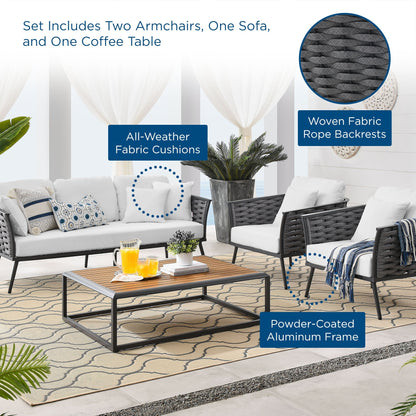 Modway Furniture Stance 4 Piece Outdoor Patio Aluminum Sectional Sofa Set by Modway - EEI-3167-WHI-GRY-SET