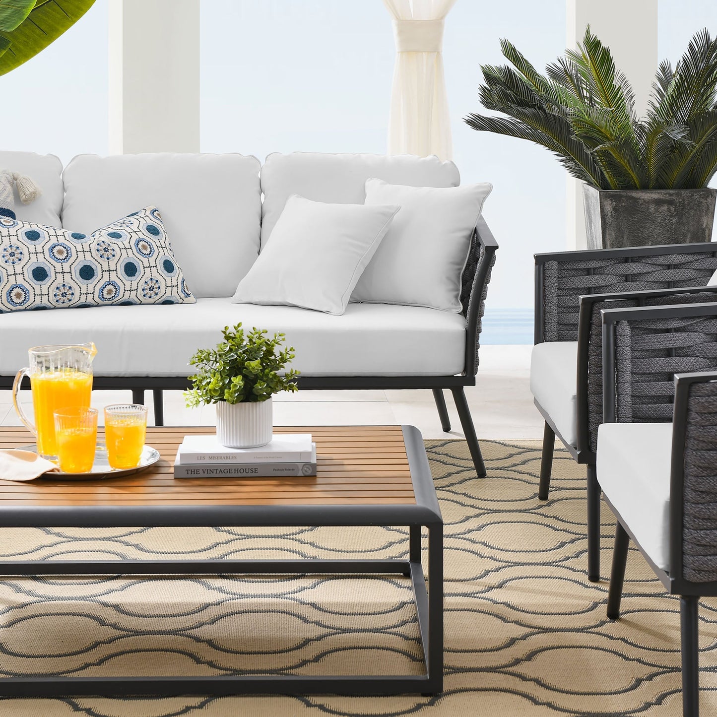 Modway Furniture Stance 4 Piece Outdoor Patio Aluminum Sectional Sofa Set by Modway - EEI-3167-WHI-GRY-SET