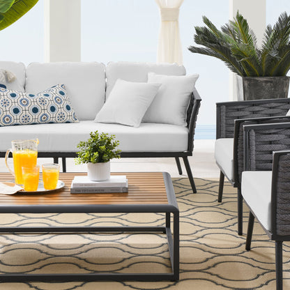 Modway Furniture Stance 4 Piece Outdoor Patio Aluminum Sectional Sofa Set by Modway - EEI-3167-WHI-GRY-SET