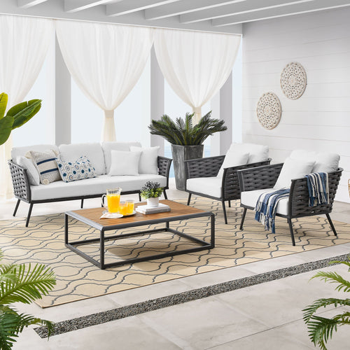 Modway Furniture Stance 4 Piece Outdoor Patio Aluminum Sectional Sofa Set by Modway - EEI-3167-WHI-GRY-SET