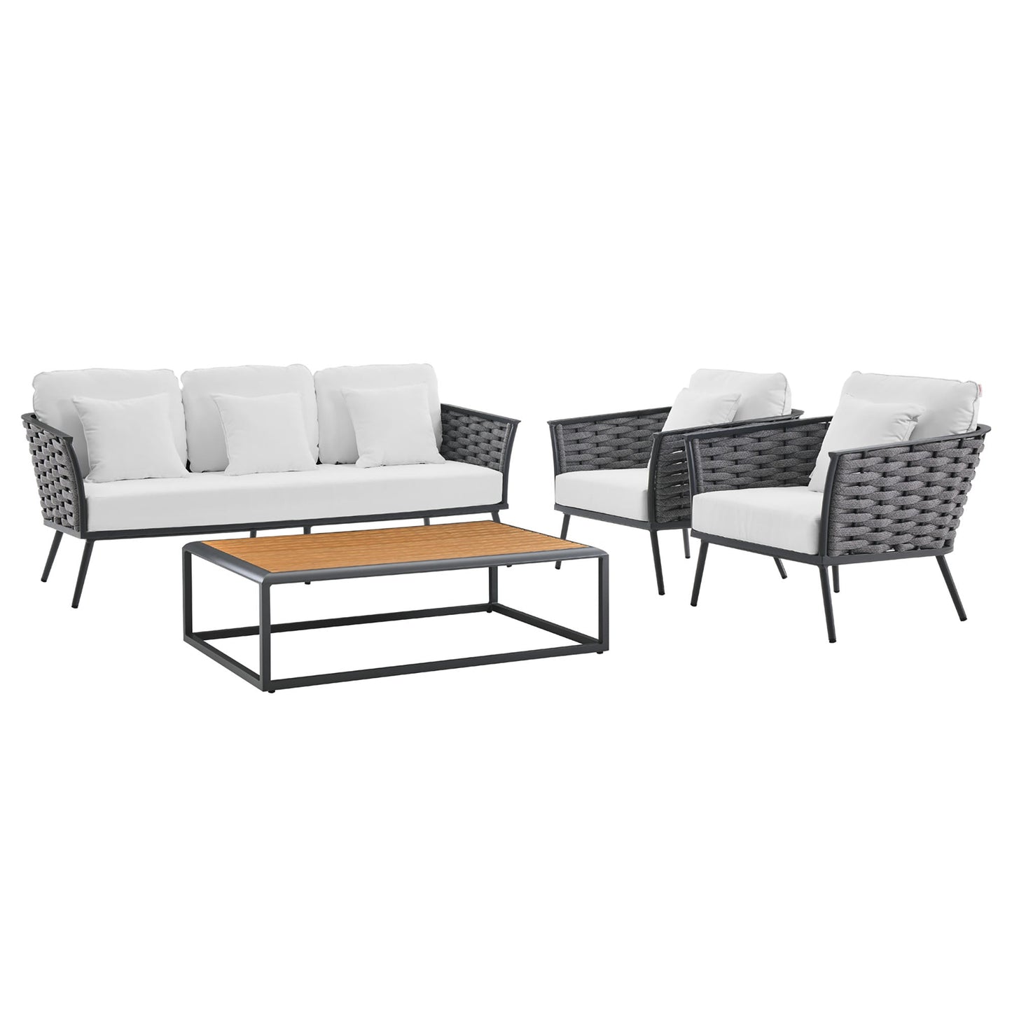 Modway Furniture Stance 4 Piece Outdoor Patio Aluminum Sectional Sofa Set by Modway - EEI-3167-WHI-GRY-SET