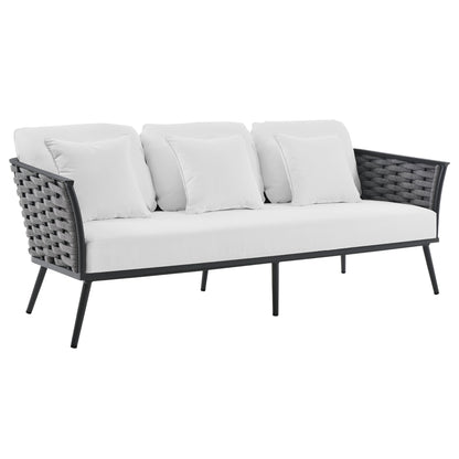 Modway Furniture Stance 4 Piece Outdoor Patio Aluminum Sectional Sofa Set by Modway - EEI-3167-WHI-GRY-SET