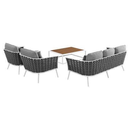 Modway Furniture Stance 4 Piece Outdoor Patio Aluminum Sectional Sofa Set by Modway - EEI-3167-WHI-GRY-SET