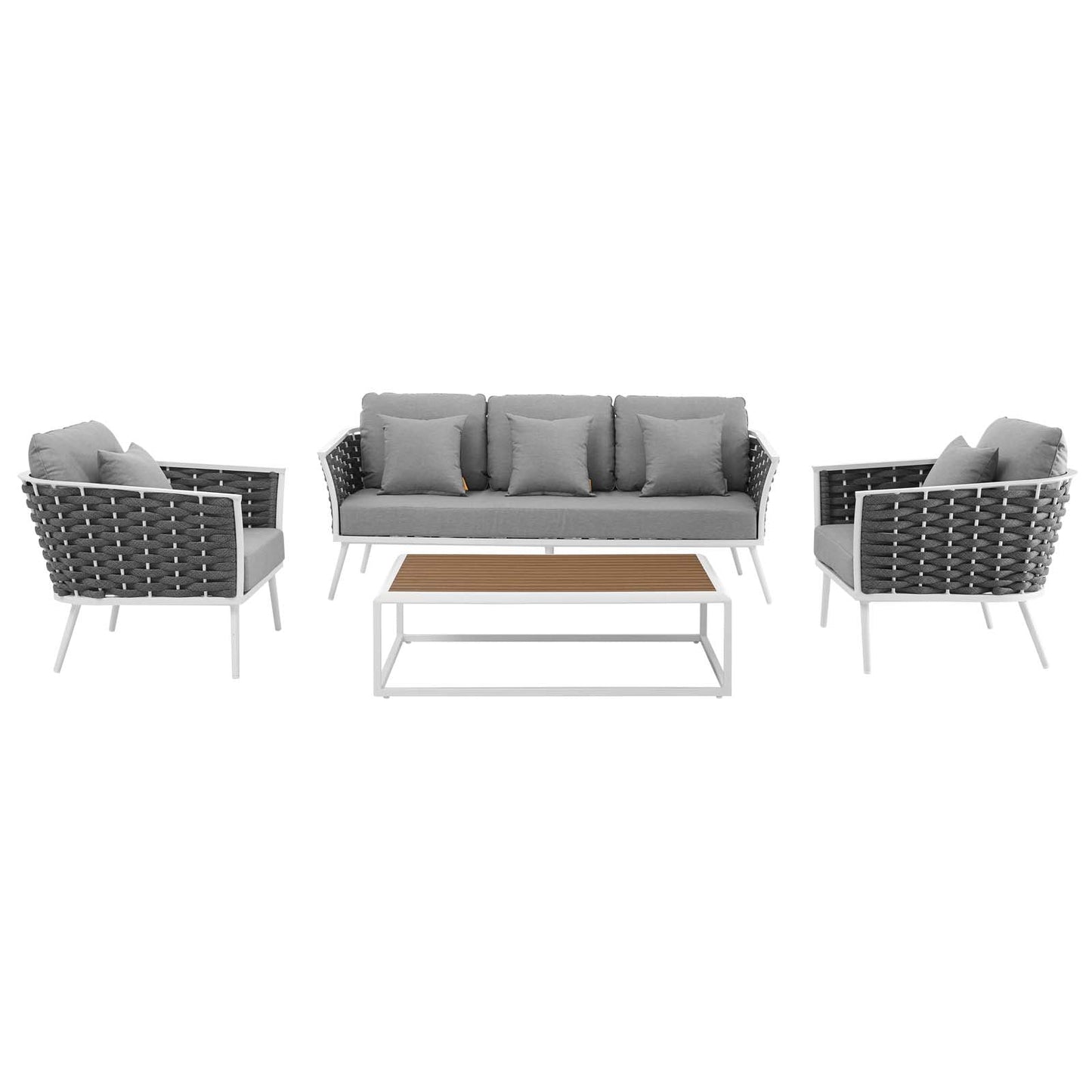 Modway Furniture Stance 4 Piece Outdoor Patio Aluminum Sectional Sofa Set by Modway - EEI-3167-WHI-GRY-SET