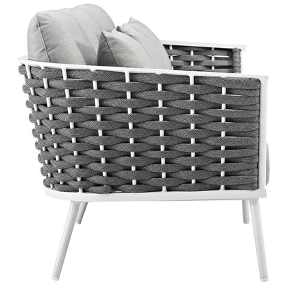 Modway Furniture Stance 4 Piece Outdoor Patio Aluminum Sectional Sofa Set by Modway - EEI-3167-WHI-GRY-SET