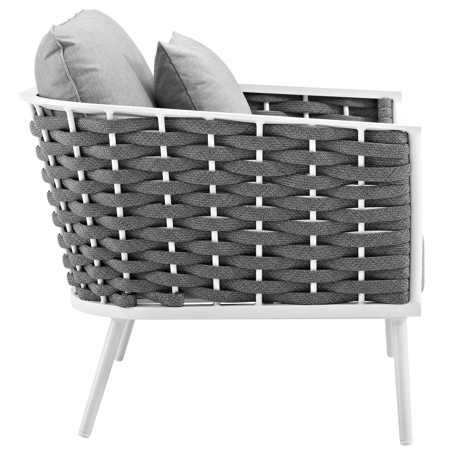 Modway Furniture Stance 4 Piece Outdoor Patio Aluminum Sectional Sofa Set by Modway - EEI-3167-WHI-GRY-SET
