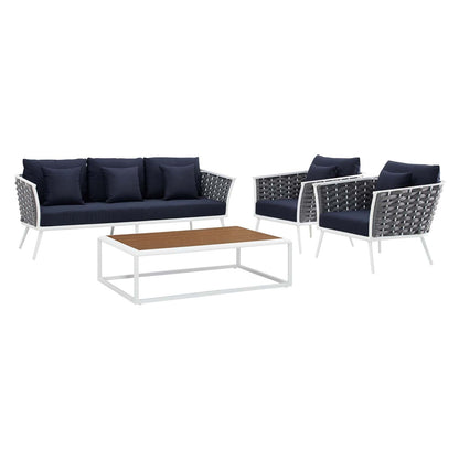 Modway Furniture Stance 4 Piece Outdoor Patio Aluminum Sectional Sofa Set by Modway - EEI-3167-WHI-GRY-SET