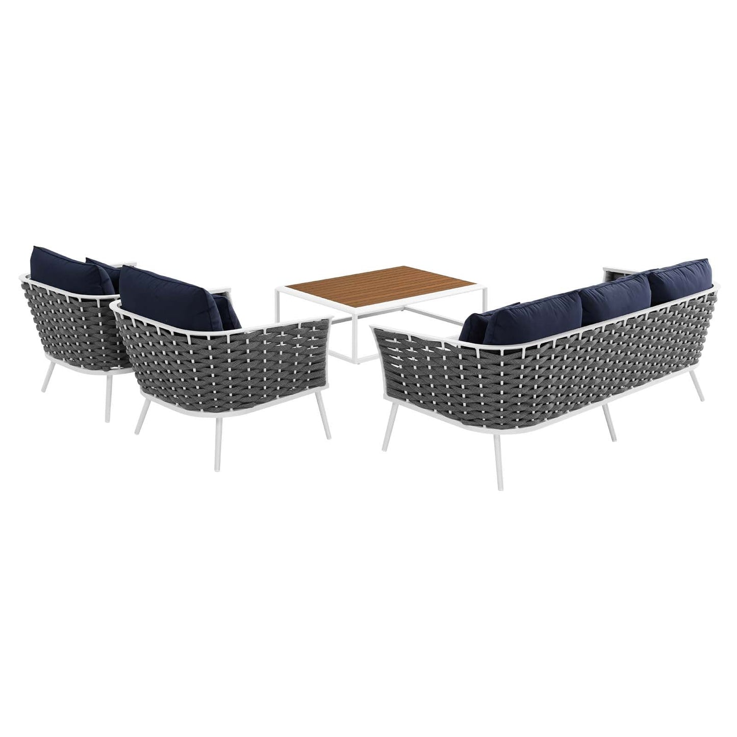 Modway Furniture Stance 4 Piece Outdoor Patio Aluminum Sectional Sofa Set by Modway - EEI-3167-WHI-GRY-SET