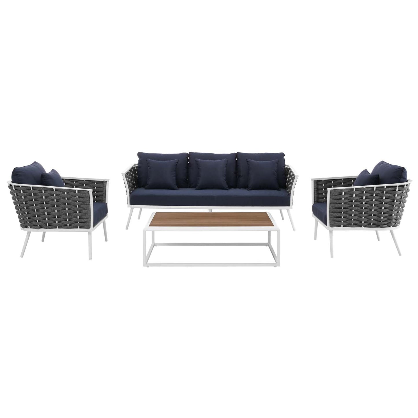 Modway Furniture Stance 4 Piece Outdoor Patio Aluminum Sectional Sofa Set by Modway - EEI-3167-WHI-GRY-SET