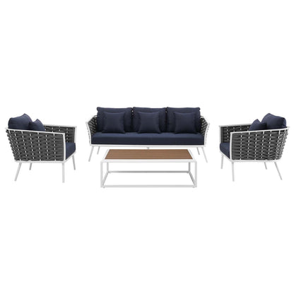 Modway Furniture Stance 4 Piece Outdoor Patio Aluminum Sectional Sofa Set by Modway - EEI-3167-WHI-GRY-SET