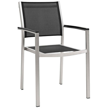 Modway Furniture Shore 9 Piece Outdoor Patio Aluminum Dining Set by Modway - EEI-3202-SLV-BLK-SET