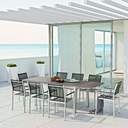 Modway Furniture Shore 9 Piece Outdoor Patio Aluminum Dining Set by Modway - EEI-3202-SLV-BLK-SET