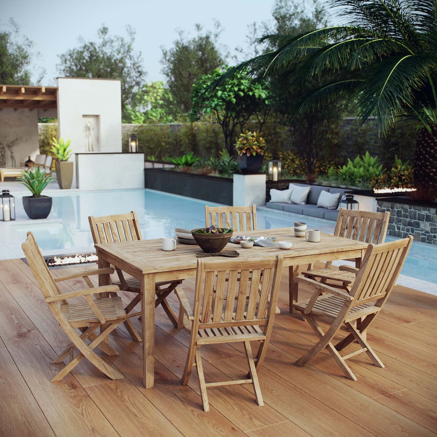 Modway Furniture Marina 7 Piece Outdoor Patio Teak Dining Set by Modway – EEI-3206-NAT-SET