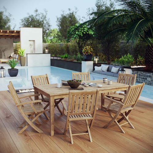 Modway Furniture Marina 7 Piece Outdoor Patio Teak Dining Set by Modway – EEI-3206-NAT-SET