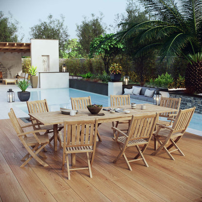 Modway Furniture 9 Piece Outdoor Patio Teak Dining Set by Modway –EEI-3281-NAT-SET