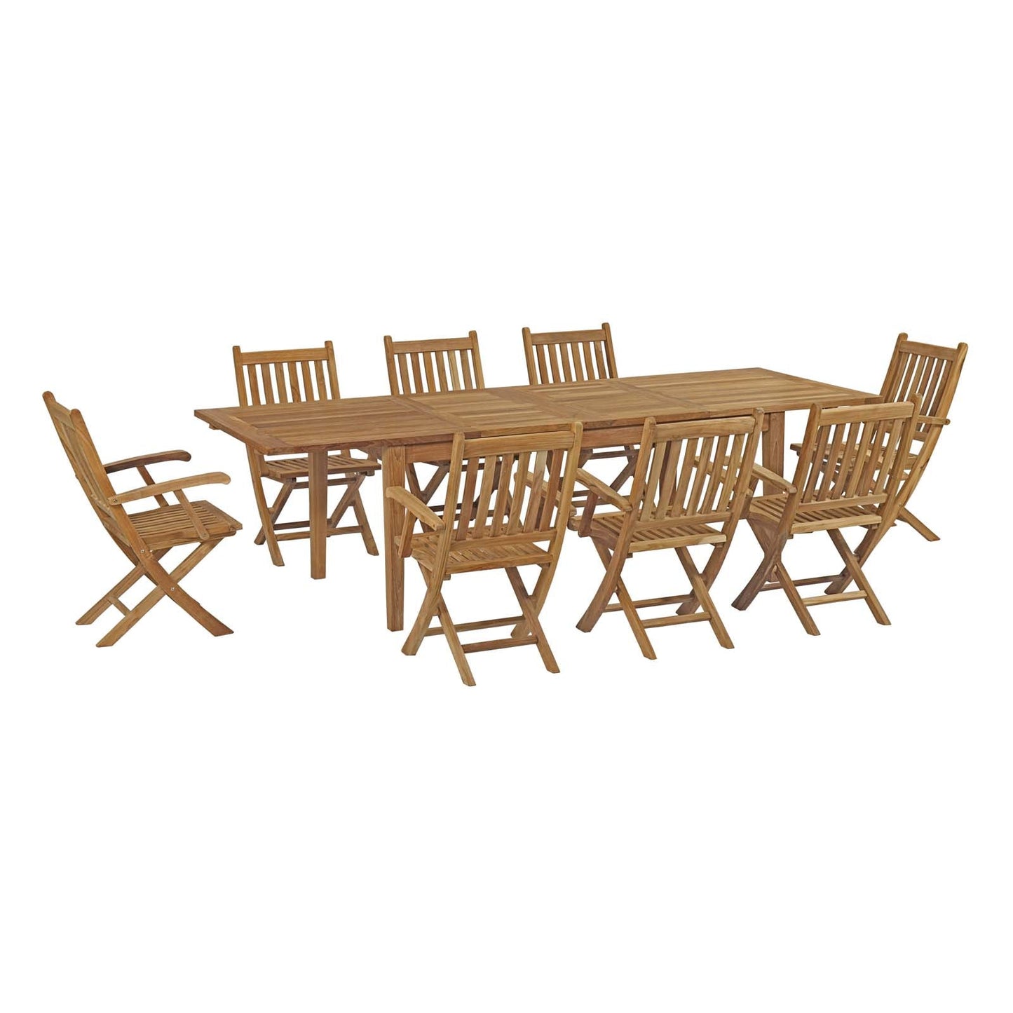 Modway Furniture 9 Piece Outdoor Patio Teak Dining Set by Modway –EEI-3281-NAT-SET