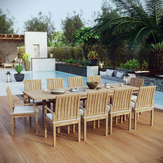 Modway Furniture Marina 11 Piece Outdoor Patio Teak Dining Set by Modway – EEI-3283-NAT-WHI-SET