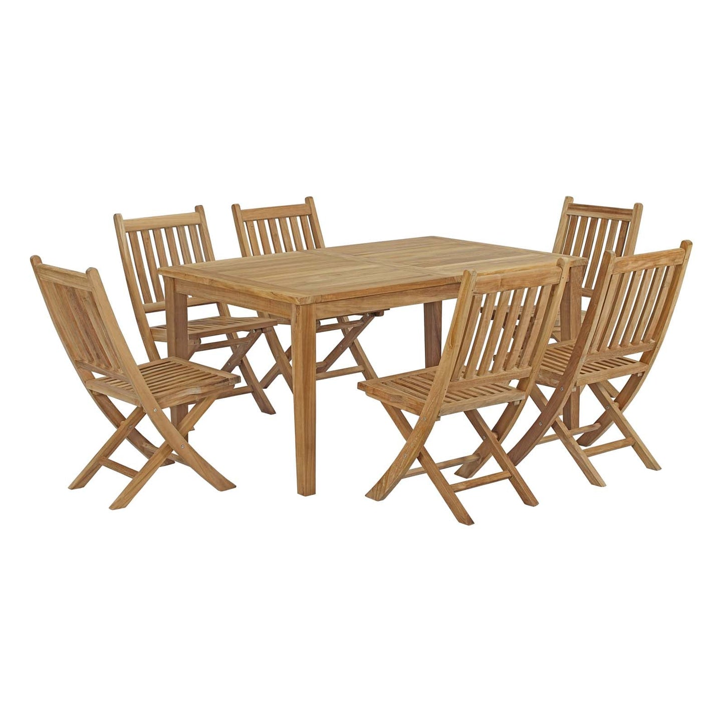 Modway Furniture Marina 7 Piece Outdoor Patio Teak Dining Set - EEI-3290-NAT-SET