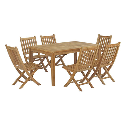 Modway Furniture Marina 7 Piece Outdoor Patio Teak Dining Set - EEI-3290-NAT-SET