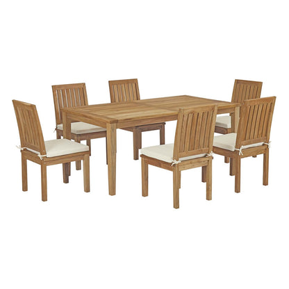 Modway Furniture Marina 7 Piece Outdoor Patio Teak Dining Set by Modway – EEI-3294-NAT-WHI-SET