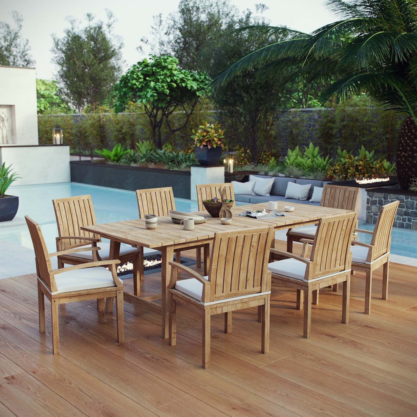 Modway Furniture Marina 9 Piece Outdoor Patio Teak Dining Set by Modway – EEI-3312