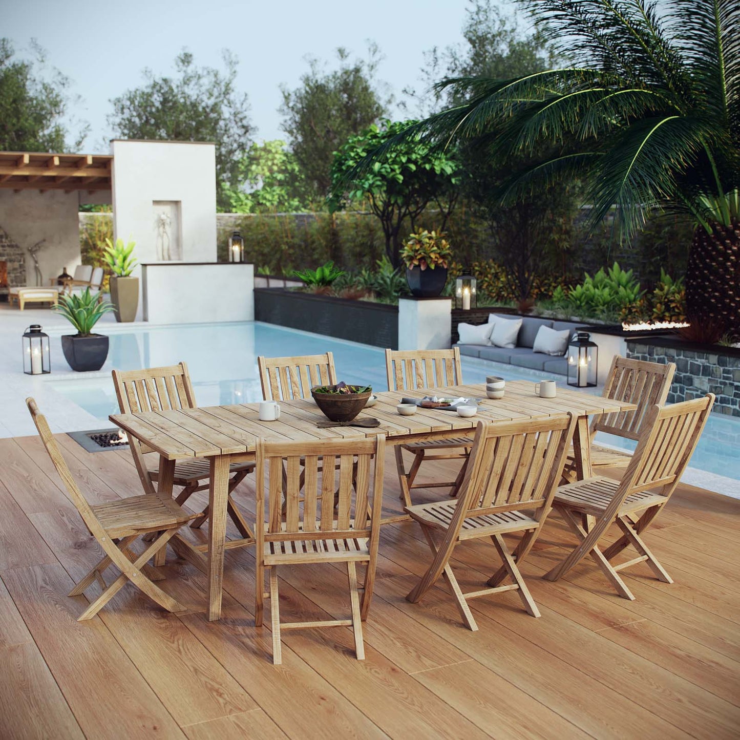 Modway Furniture Marina 9 Piece Outdoor Patio Teak Dining Set by Modway – EEI-3313