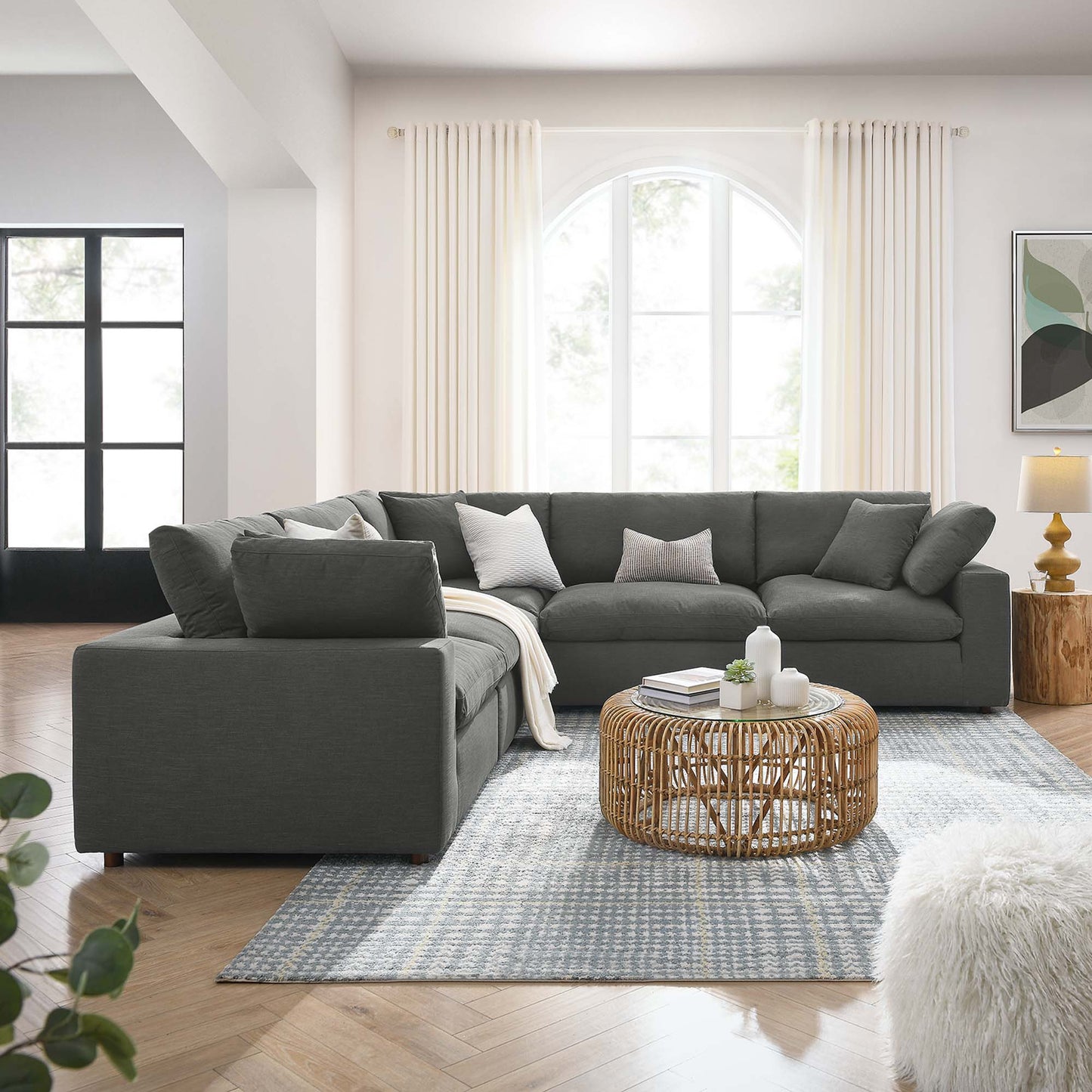 Modway Furniture Commix 5 Piece Down Filled Overstuffed Sectional Sofa by Modway - EEI-3359-BLK