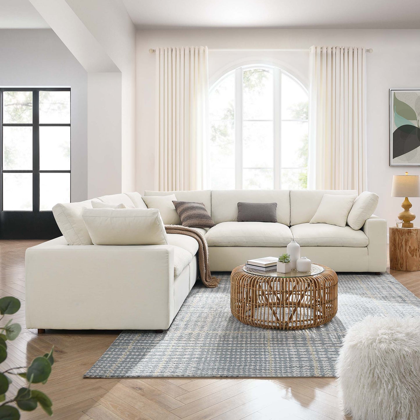 Modway Furniture Commix 5 Piece Down Filled Overstuffed Sectional Sofa by Modway - EEI-3359-BLK