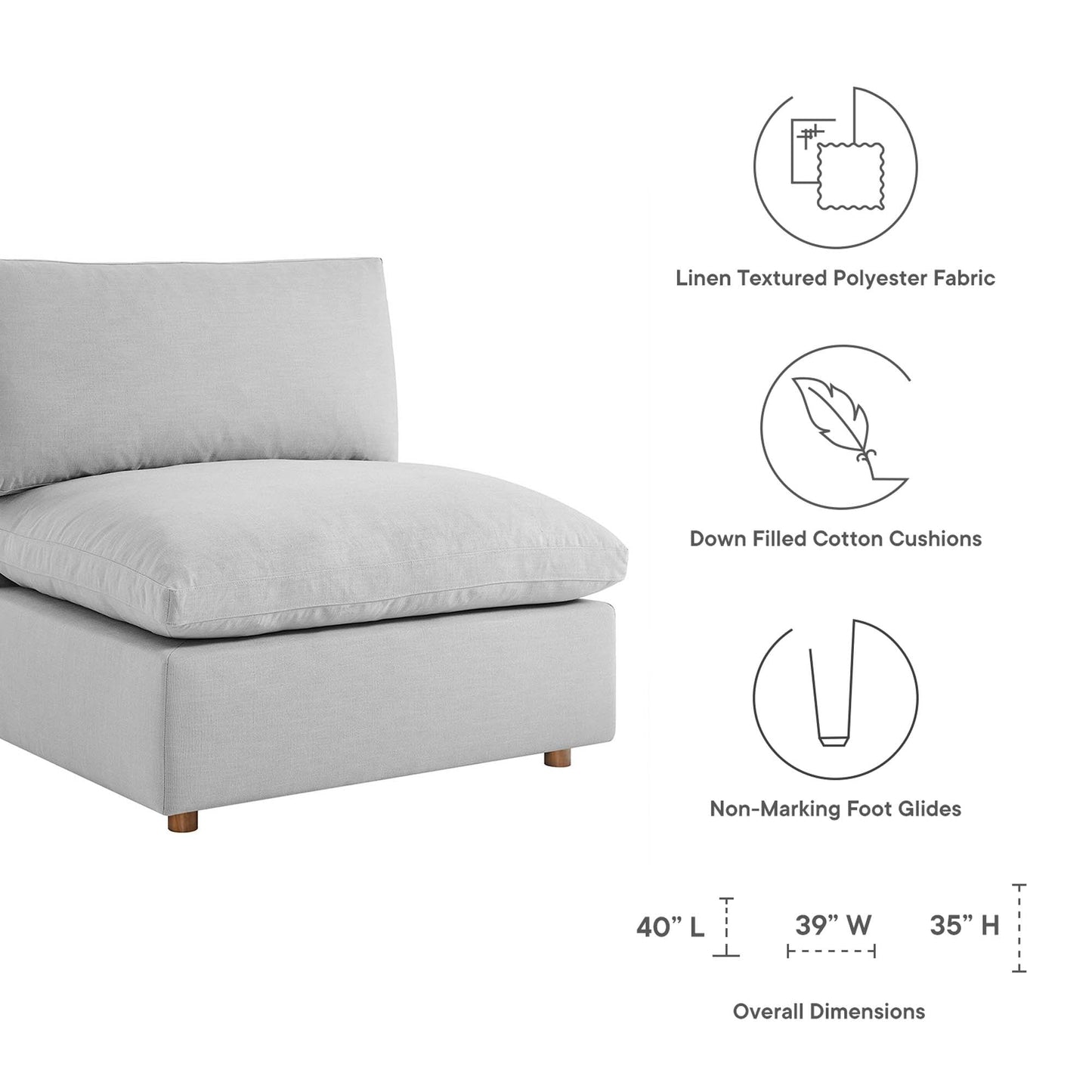 Modway Furniture Commix 5 Piece Down Filled Overstuffed Sectional Sofa by Modway - EEI-3359-BLK