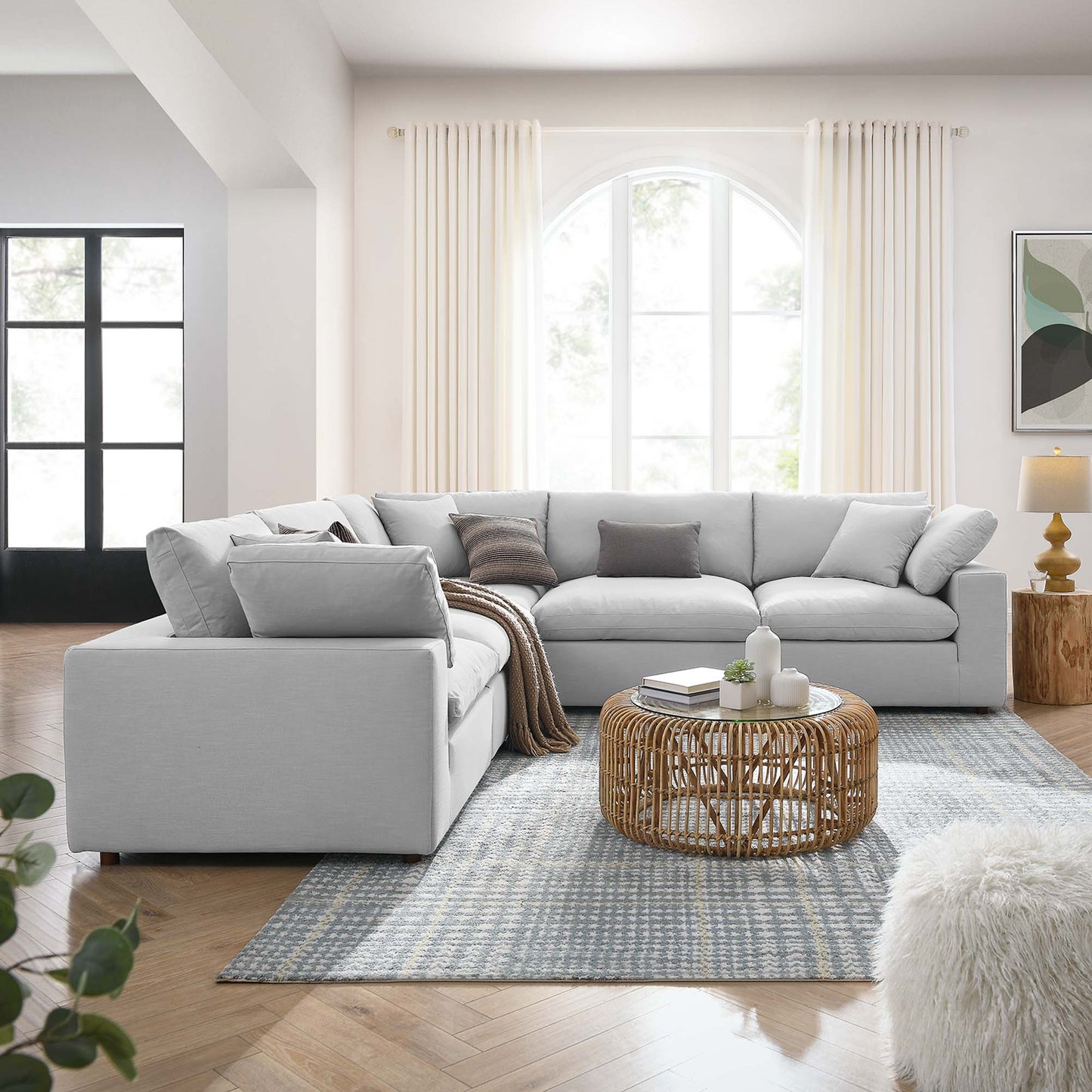 Modway Furniture Commix 5 Piece Down Filled Overstuffed Sectional Sofa by Modway - EEI-3359-BLK
