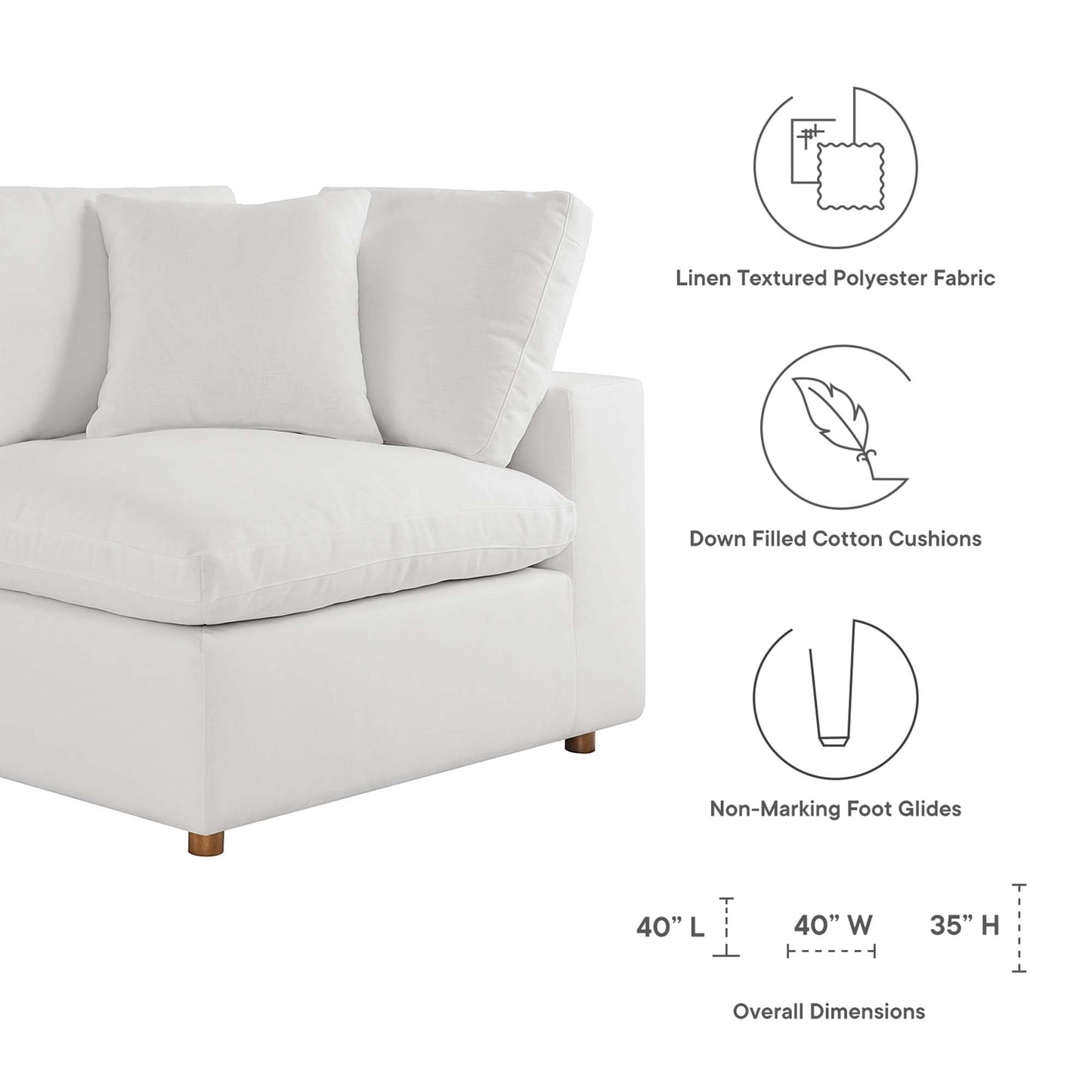 Modway Furniture Commix 5 Piece Down Filled Overstuffed Sectional Sofa by Modway - EEI-3359-BLK