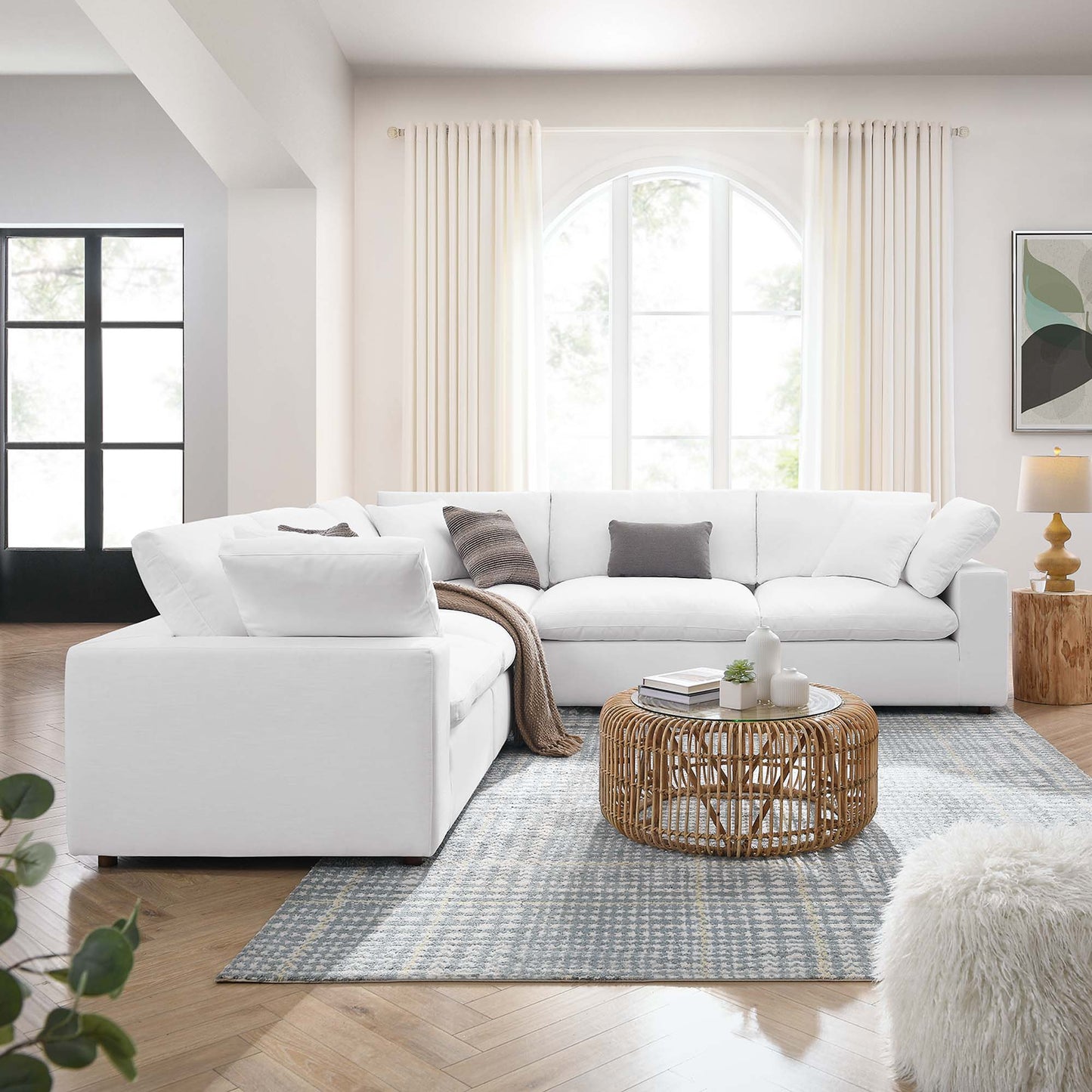 Modway Furniture Commix 5 Piece Down Filled Overstuffed Sectional Sofa by Modway - EEI-3359-BLK