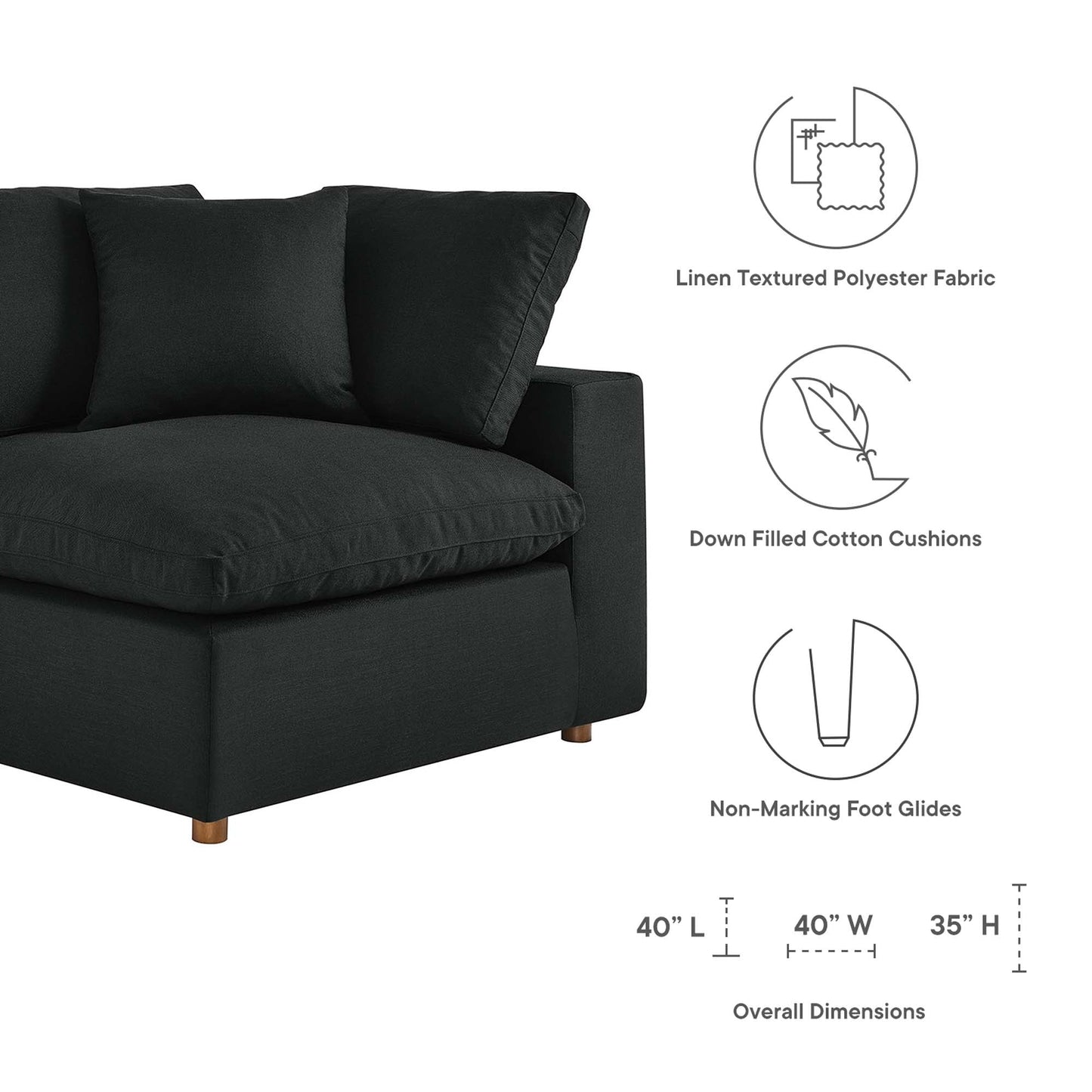 Modway Furniture Commix 8-Piece Down Filled Overstuffed Sectional Sofa by Modway - EEI-3363-BLK