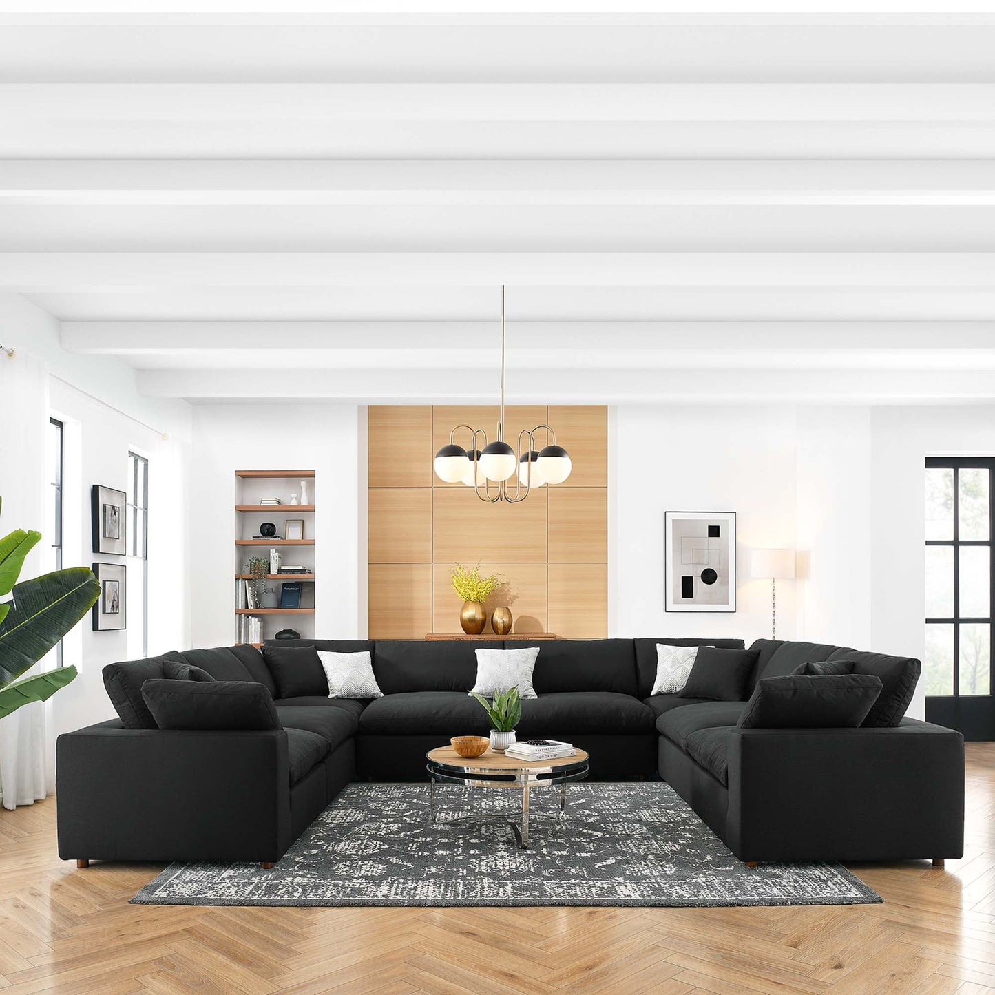 Modway Furniture Commix 8-Piece Down Filled Overstuffed Sectional Sofa by Modway - EEI-3363-BLK