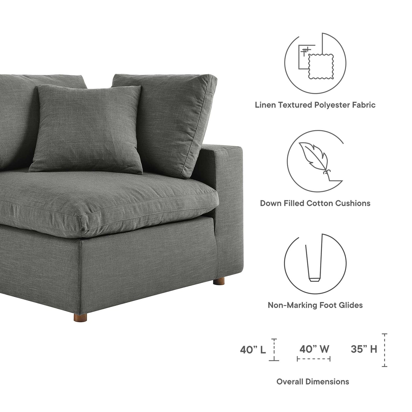 Modway Furniture Commix 8-Piece Down Filled Overstuffed Sectional Sofa by Modway - EEI-3363-BLK