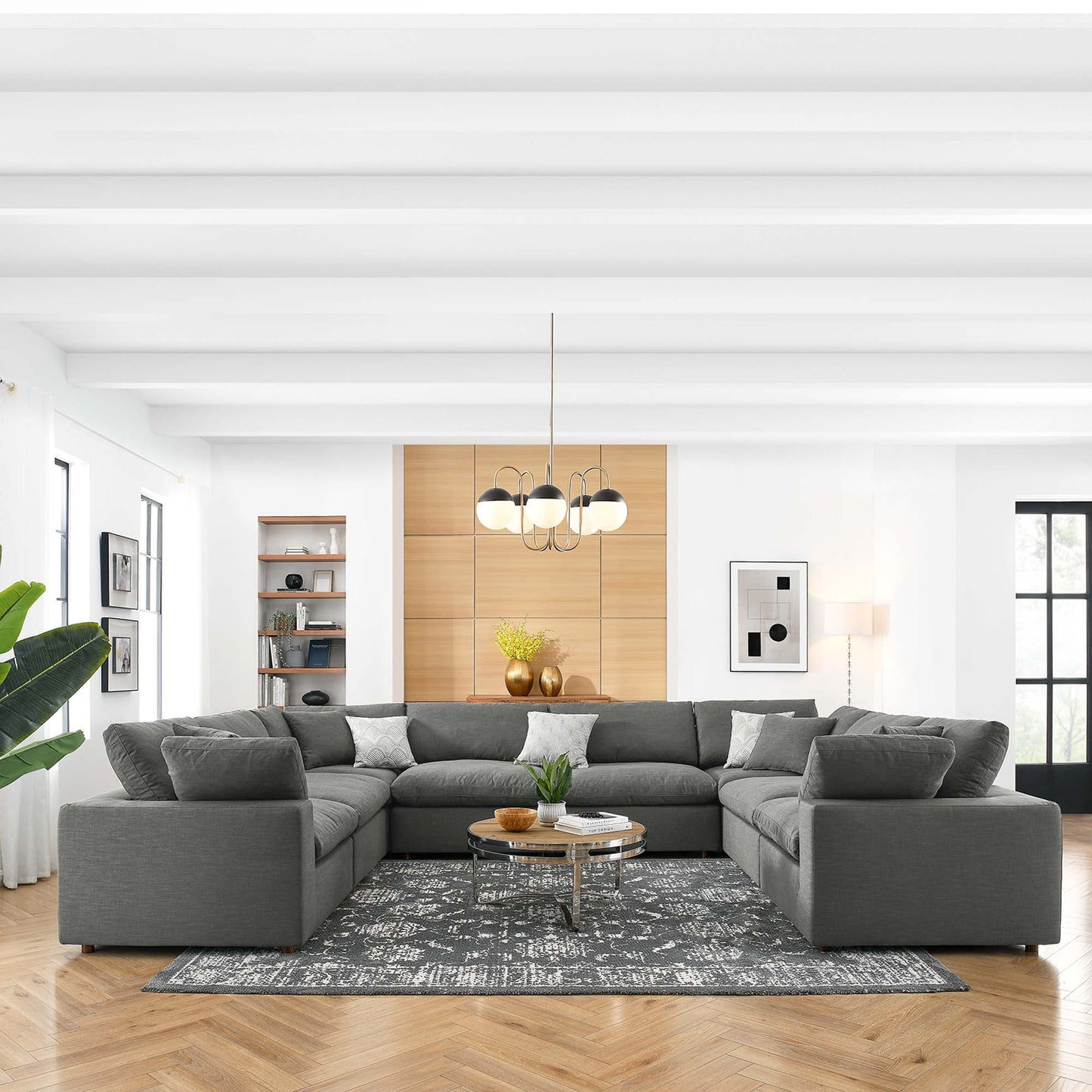 Modway Furniture Commix 8-Piece Down Filled Overstuffed Sectional Sofa by Modway - EEI-3363-BLK