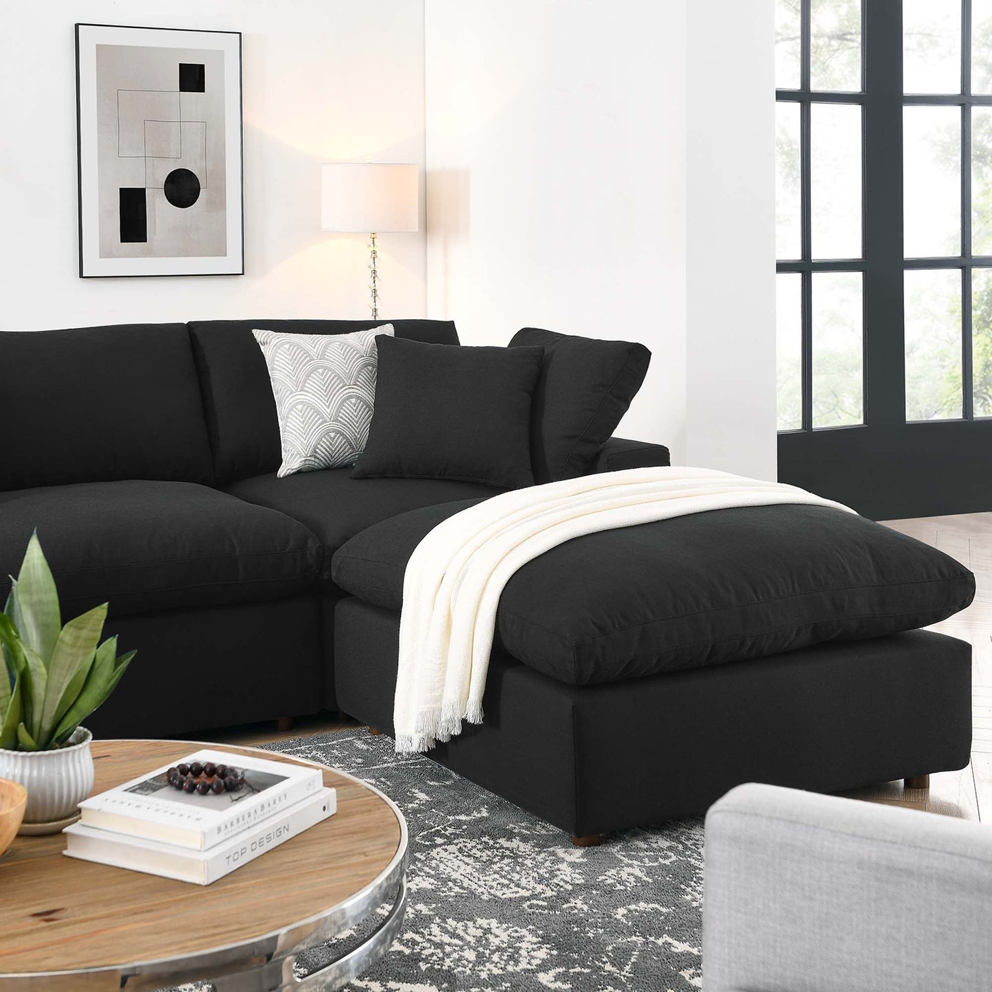 Modway Furniture Commix 7-Piece Down Filled Overstuffed Sectional Sofa by Modway - EEI-3364-BLK