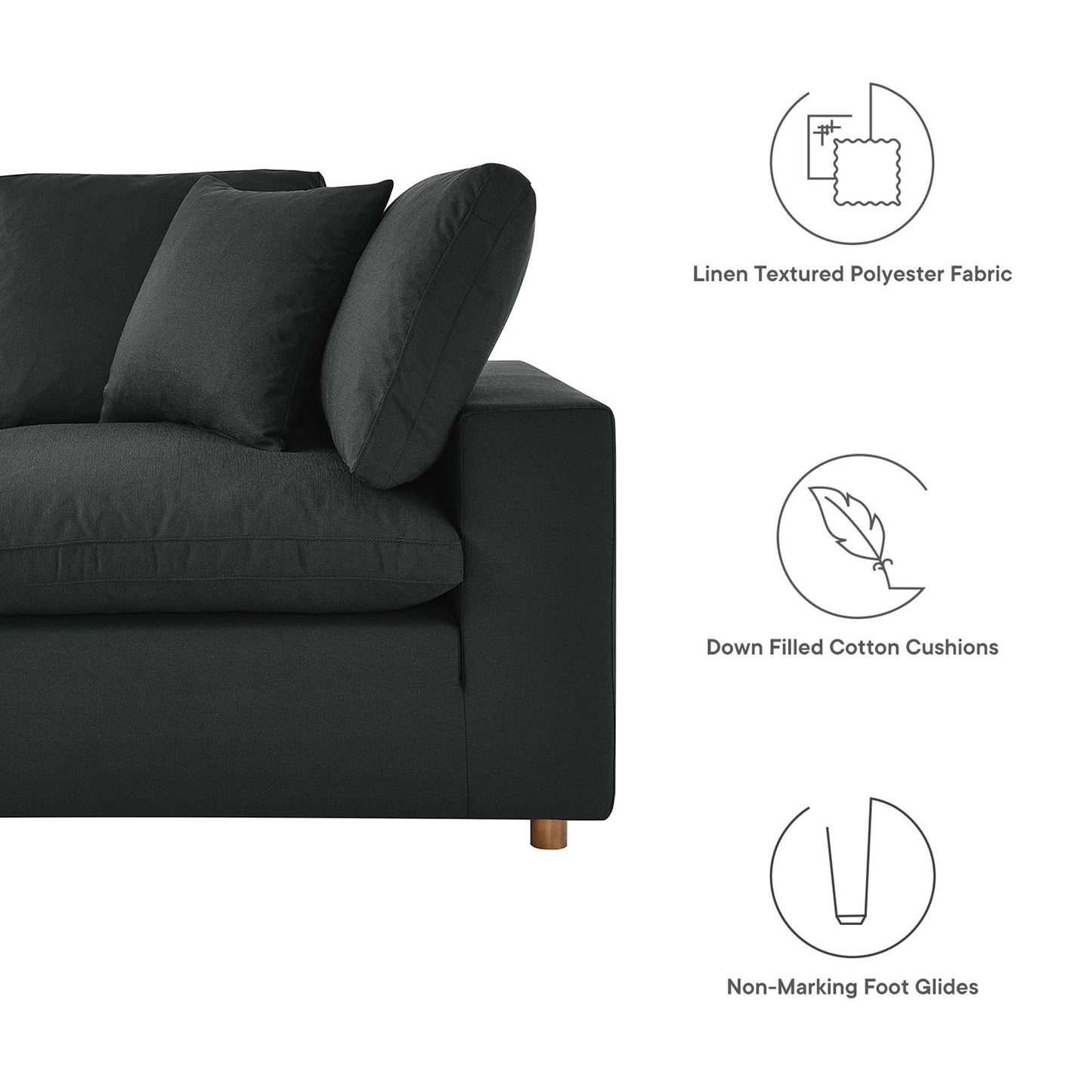 Modway Furniture Commix 7-Piece Down Filled Overstuffed Sectional Sofa by Modway - EEI-3364-BLK